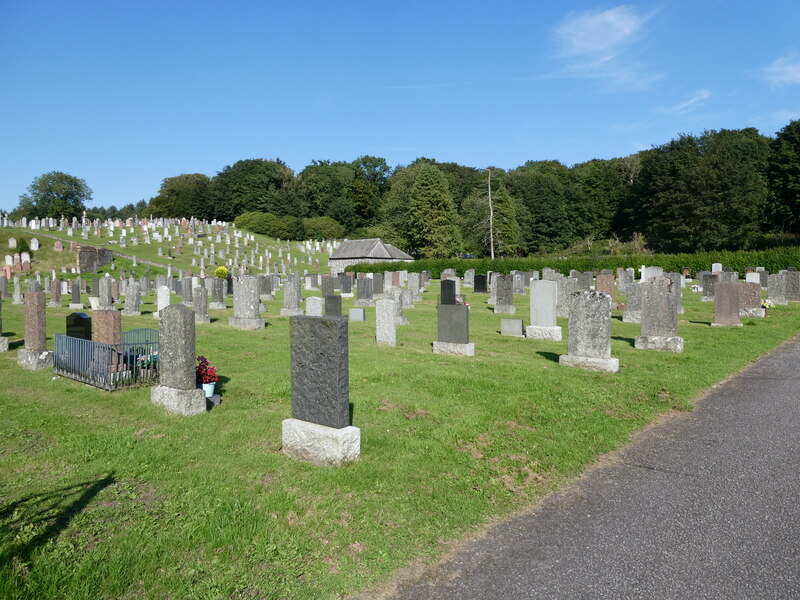 Stone memorials and maintained lawns at St Cuthbert’s Cemetery, Kirkcudbright